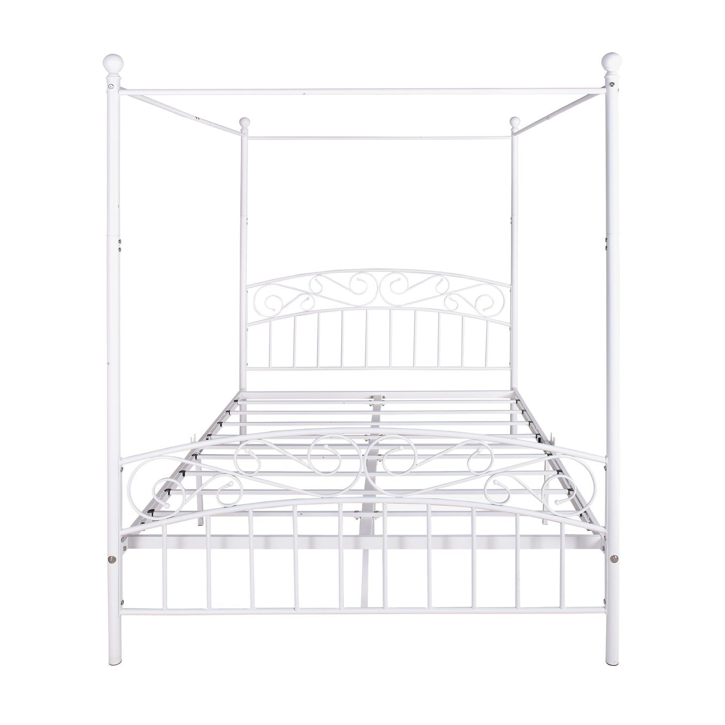 White Metal Canopy Bed Frame