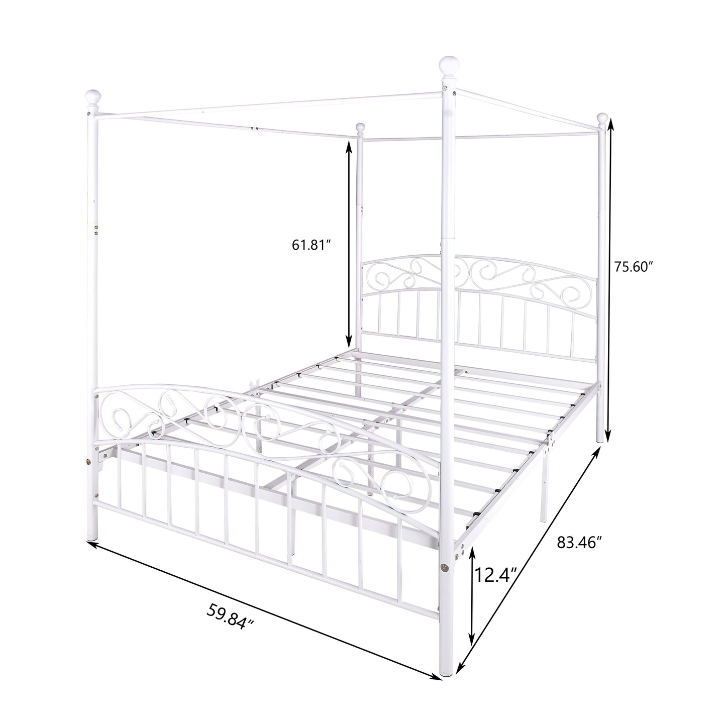 White Metal Canopy Bed Frame