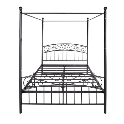 Black Metal Canopy Bed Frame