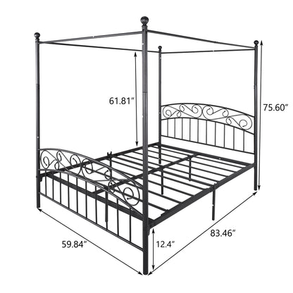 Black Metal Canopy Bed Frame