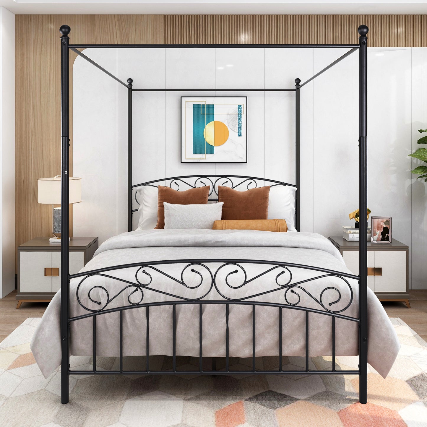 Black Metal Canopy Bed Frame