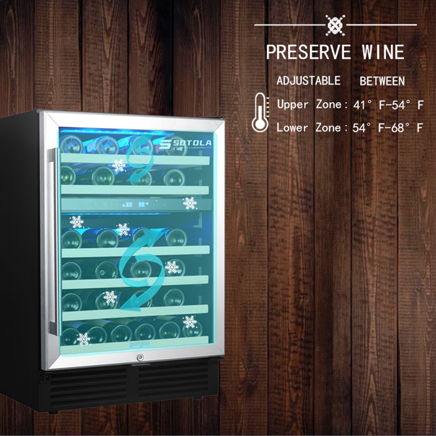 SOTOLA 24 inch 46 Bottle Wine Cooler Cabinet