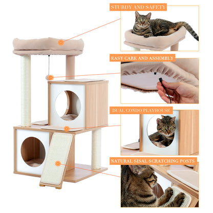 Cat Tree Condo Playhouse with Dangling Toys