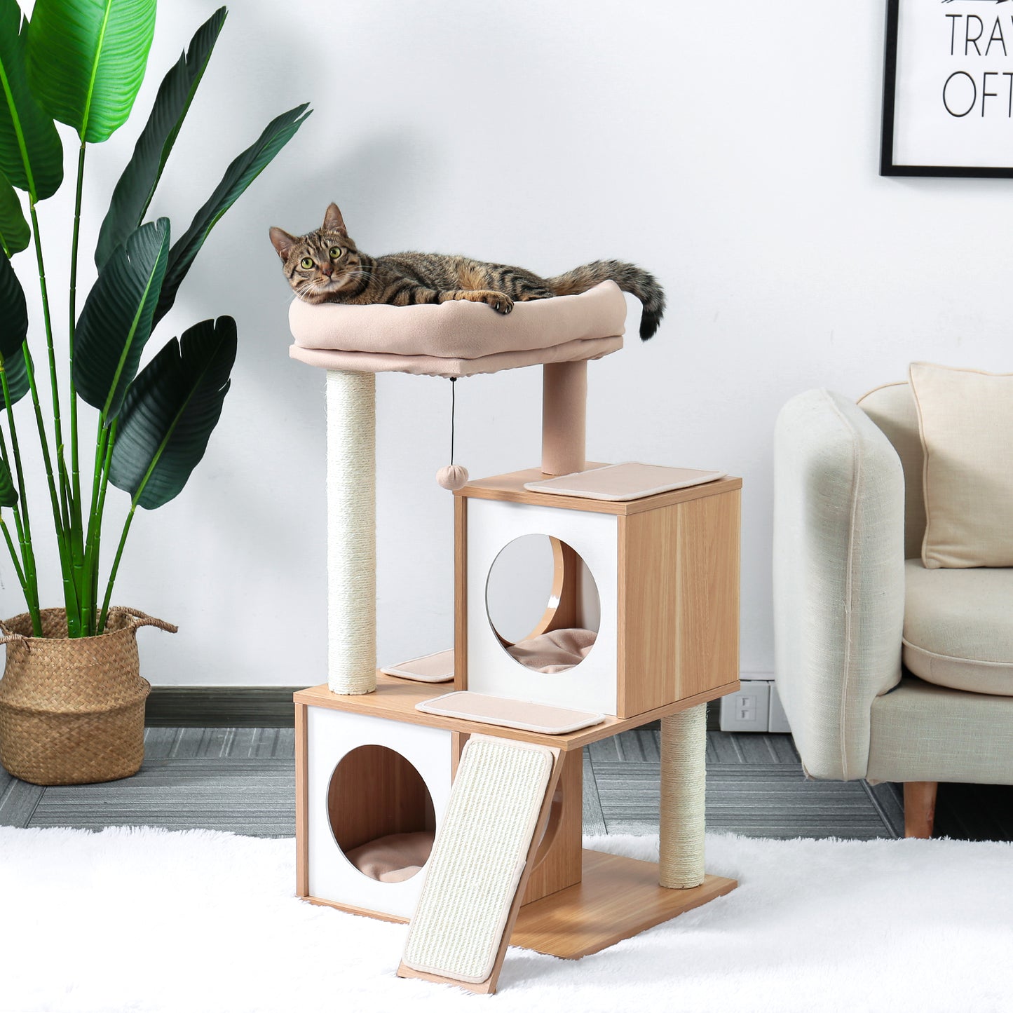 Cat Tree Condo Playhouse with Dangling Toys