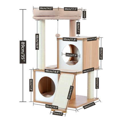 Cat Tree Condo Playhouse with Dangling Toys