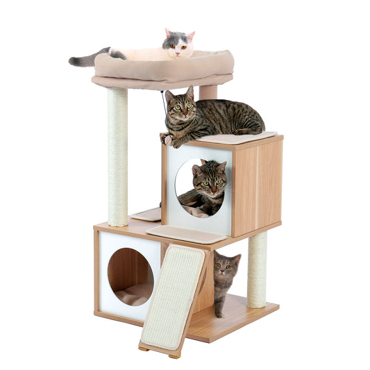 Cat Tree Condo Playhouse with Dangling Toys