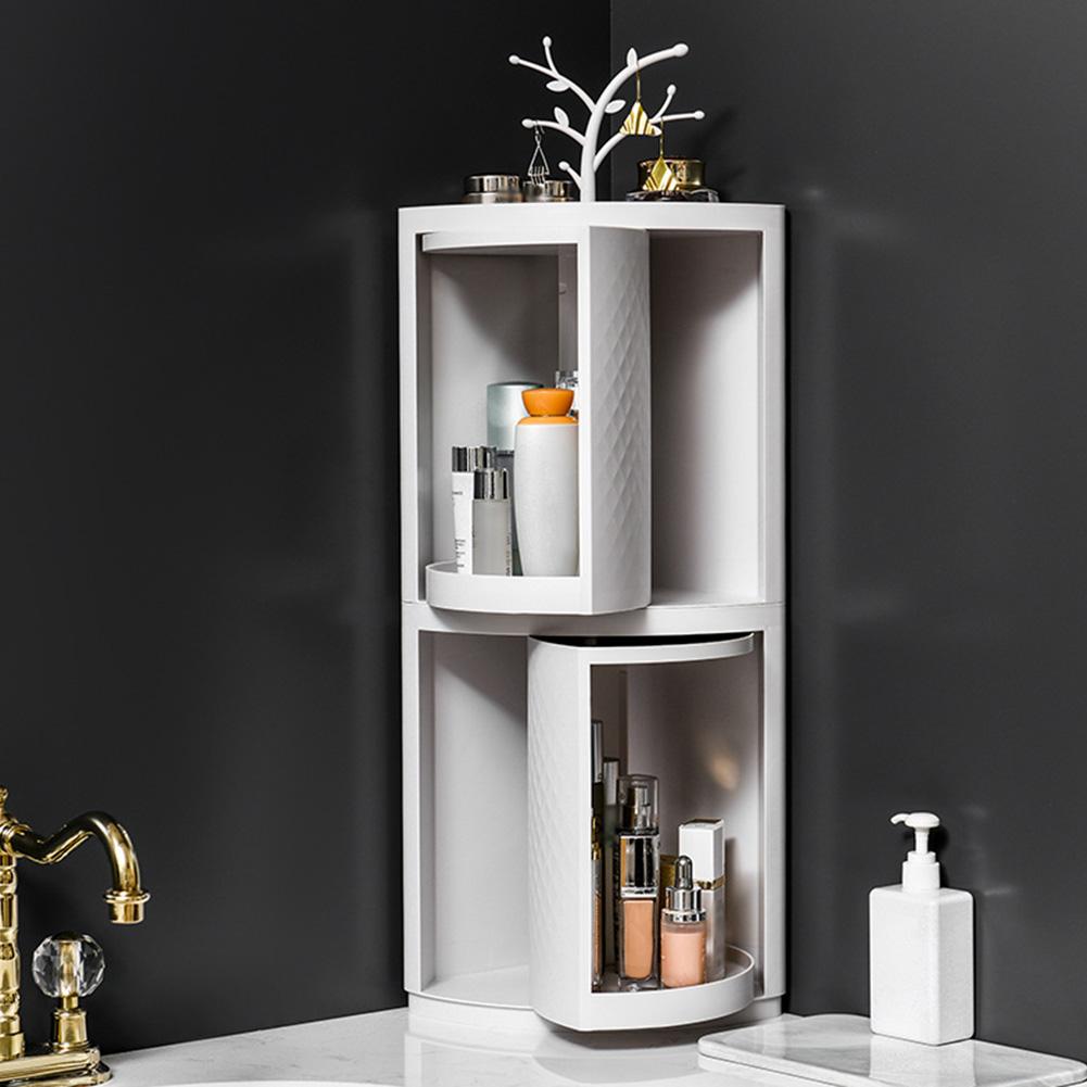 Bathroom Makeup Organizer or Corner Plastic Wall Mounted Storage Rack Box