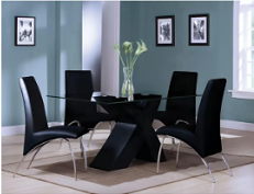 Clear Glass Black Dining Table