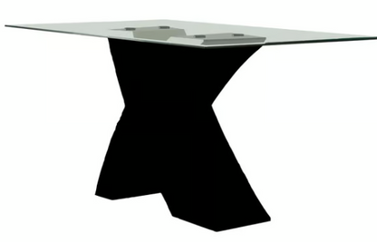 Clear Glass Black Dining Table