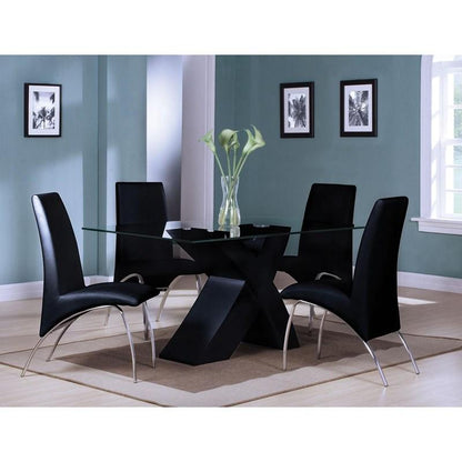 Clear Glass Black Dining Table Chairs